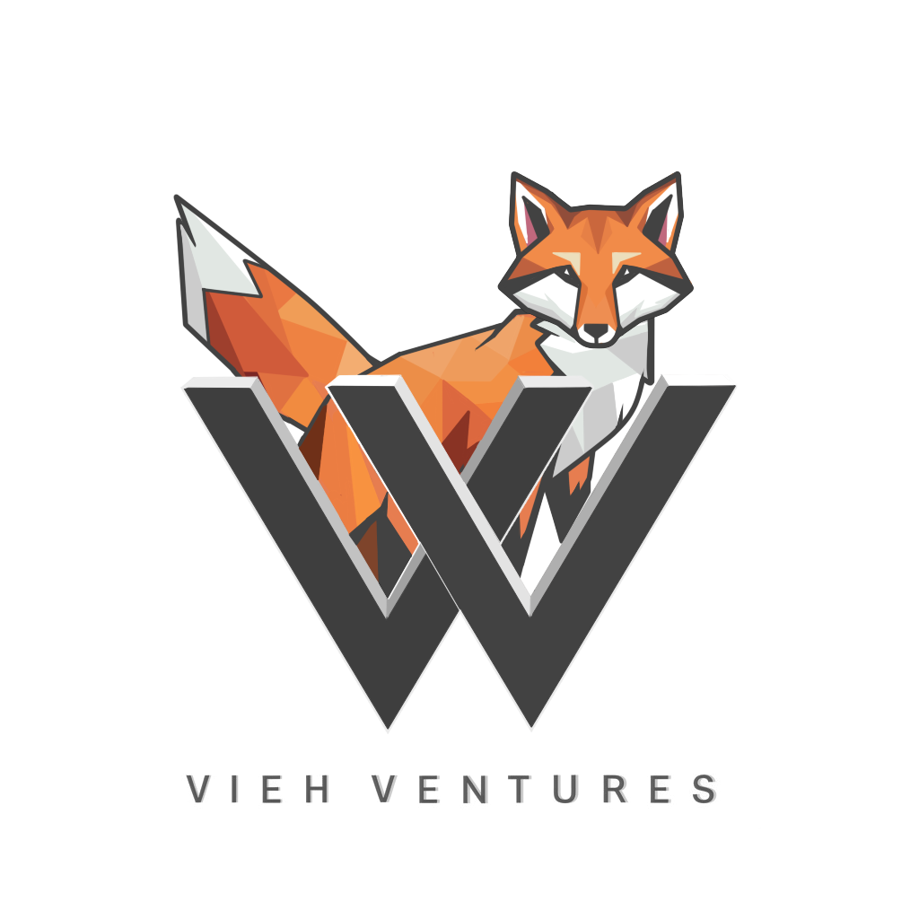 Vieh Ventures logo, a geometric fox emerging from two intersecting letter Vs representing the brand.